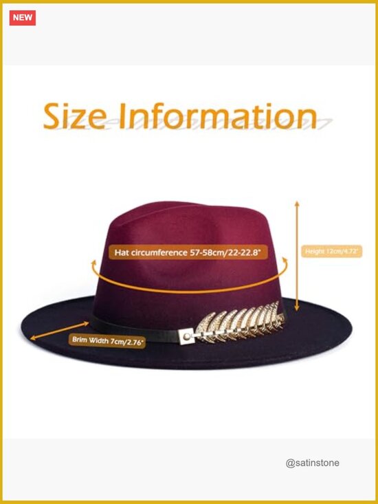 Gradient Fedora Wide Brim Felt Panama Hat with Belt Buckle main image 6